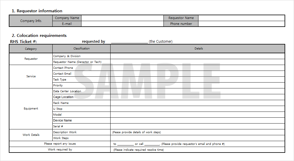 Remote Hands Service Request Form