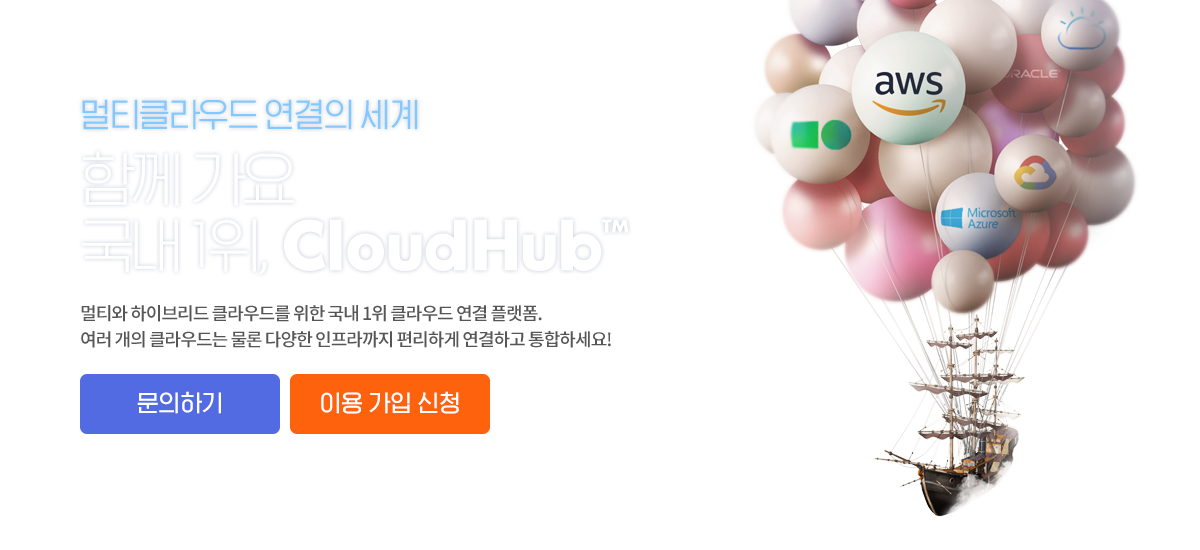 멀티 클라우드 연결의 세계 함께 가요 국내 1위 CloudHub™(클라우드허브)